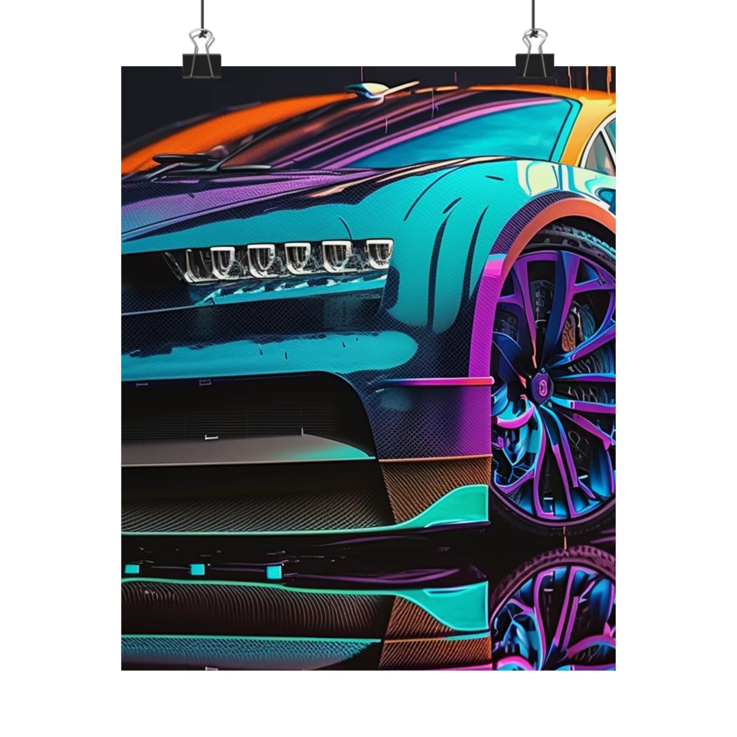 Premium Matte Vertical Posters Bugatti Neon Chiron 1