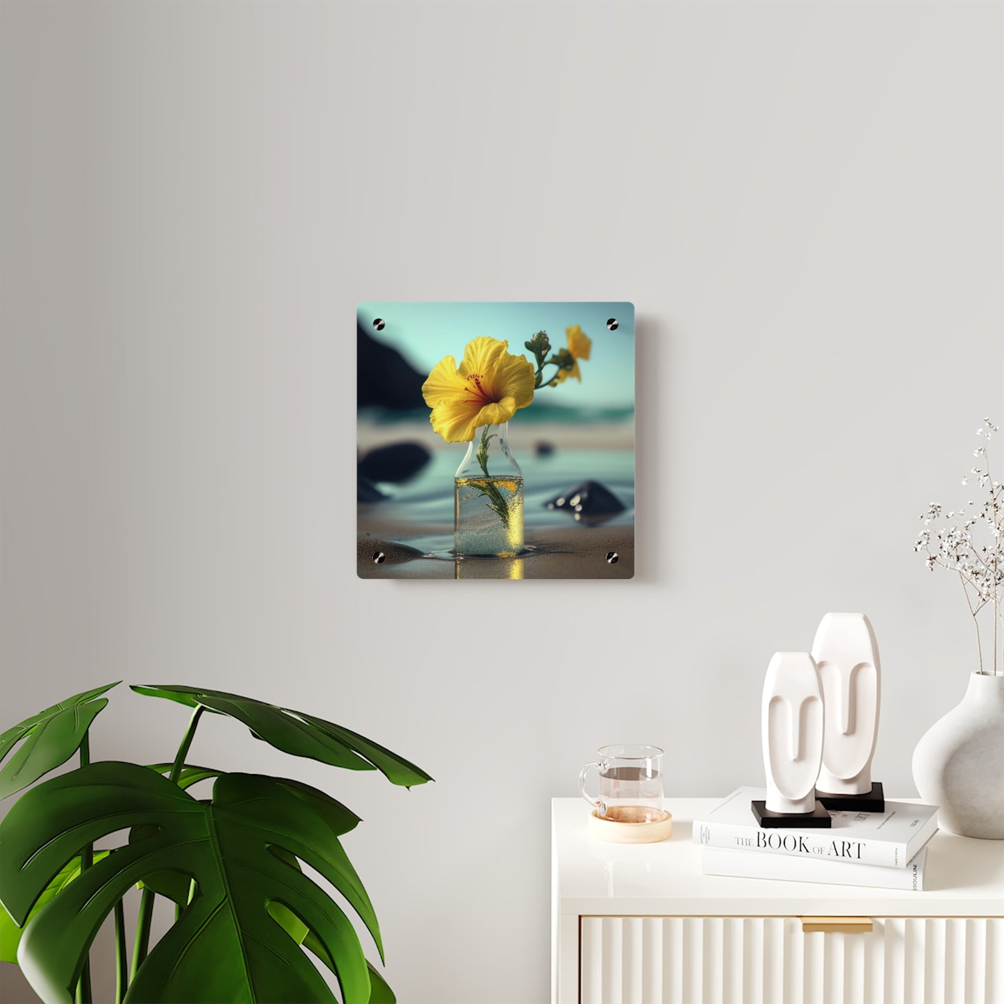 Acrylic Wall Art Panels Yellow Hibiscus glass 3