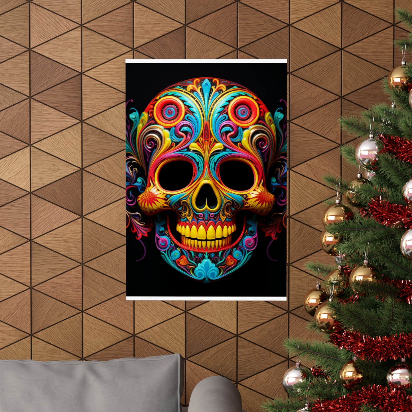 Premium Matte Vertical Posters Macro Skull Color 1