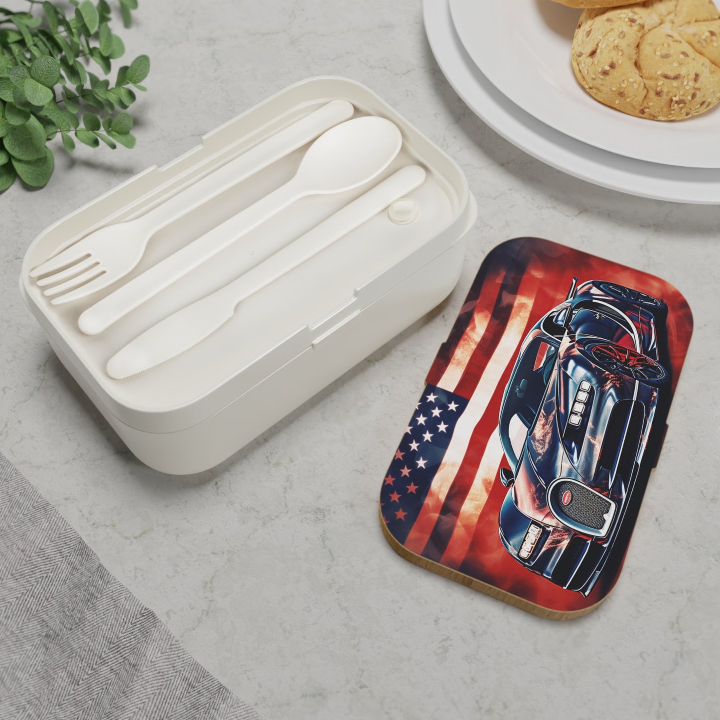 Bento Lunch Box Abstract American Flag Background Bugatti 4