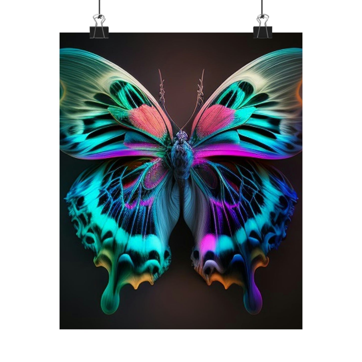 Premium Matte Vertical Posters Neon Butterfly Fusion 1