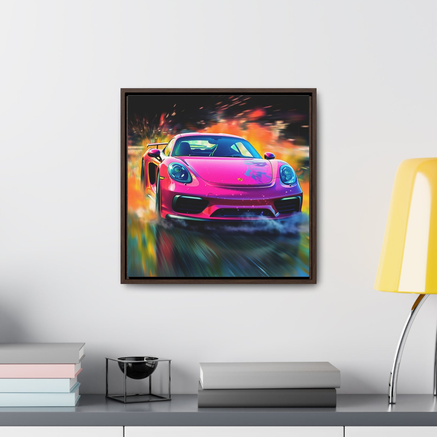 Gallery Canvas Wraps, Square Frame Pink Porsche water fusion 4