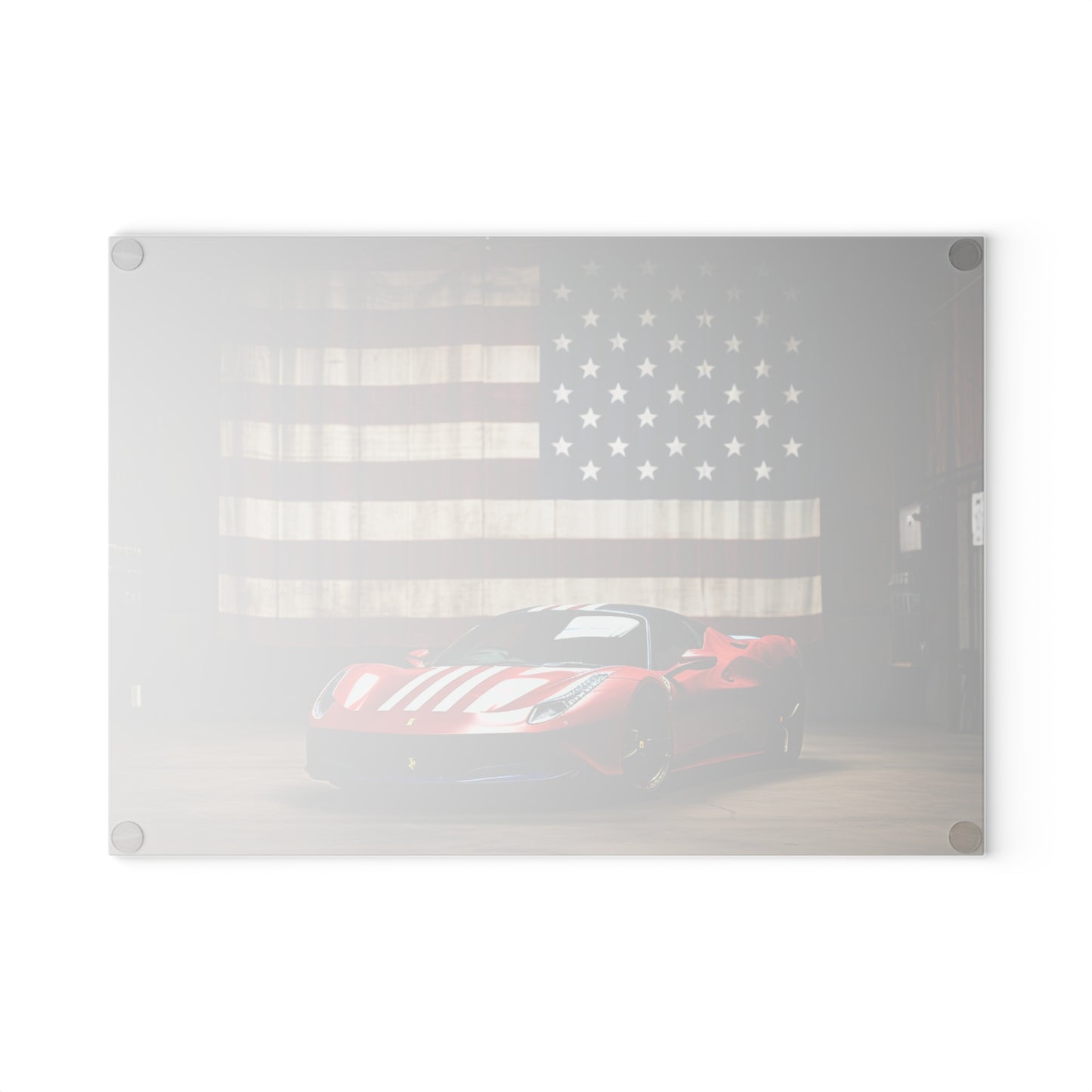 Glass Cutting Board American Flag Farrari 4