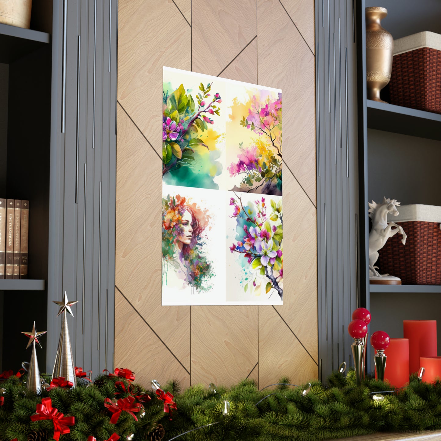 Premium Matte Vertical Posters Mother Nature Bright Spring Colors Realistic Watercolor 5