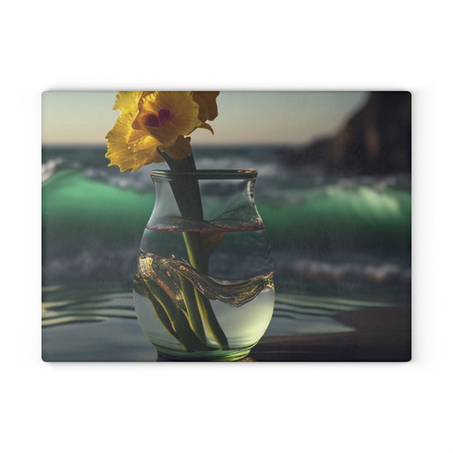 Glass Cutting Board Yellow Gladiolus glass 1