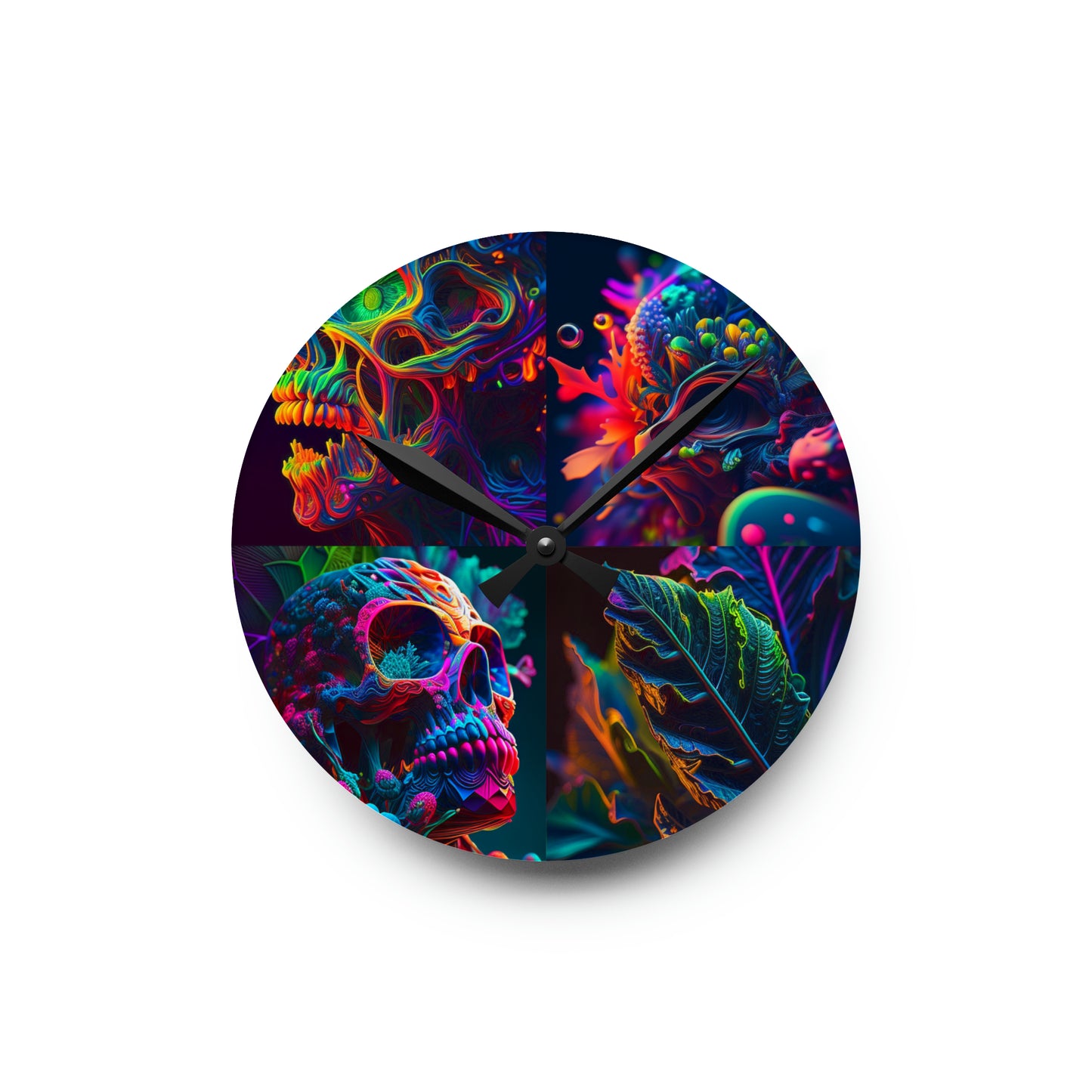 Acrylic Wall Clock Florescent Skull Death 5