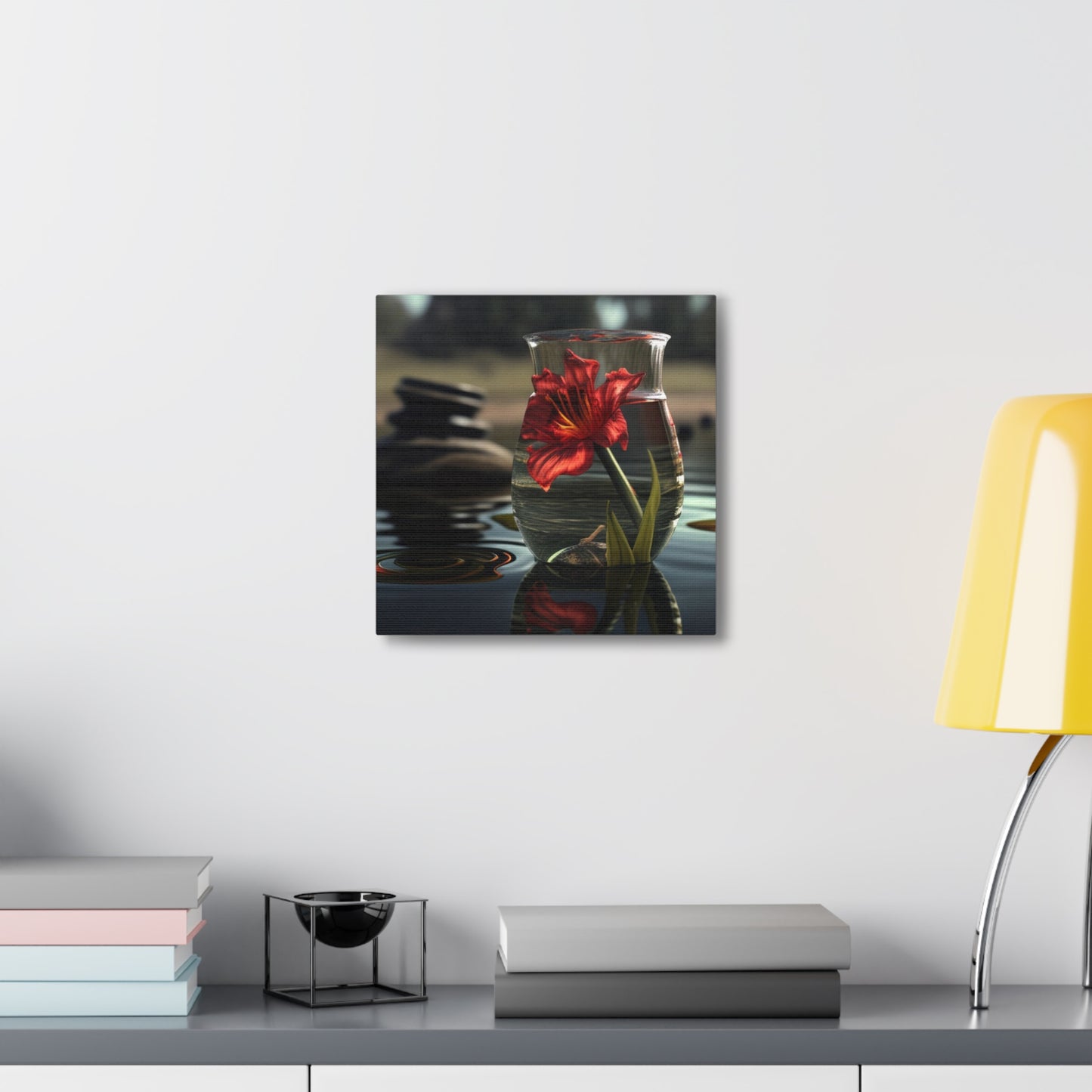 Canvas Gallery Wraps Red Lily in a Glass vase 4