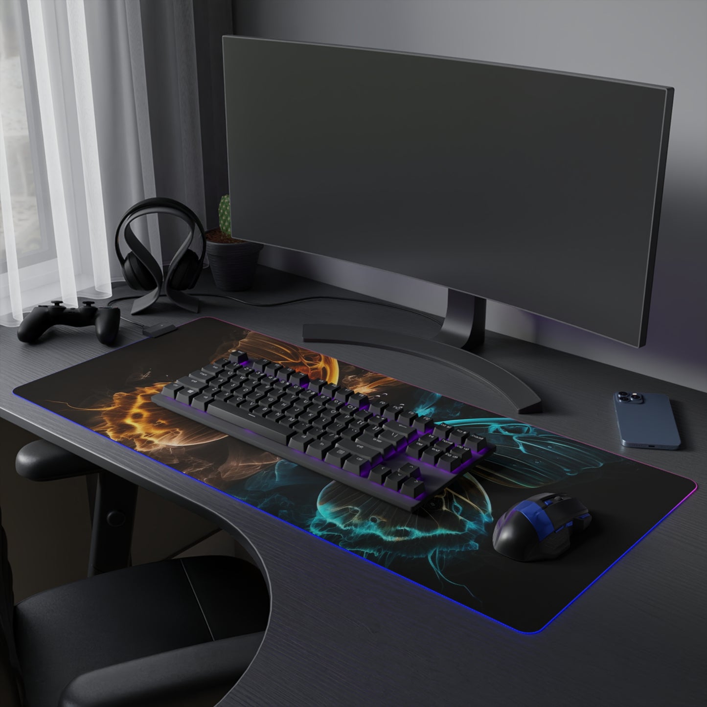 LED Gaming Mouse Pad Kiss Neon Butterfly 7