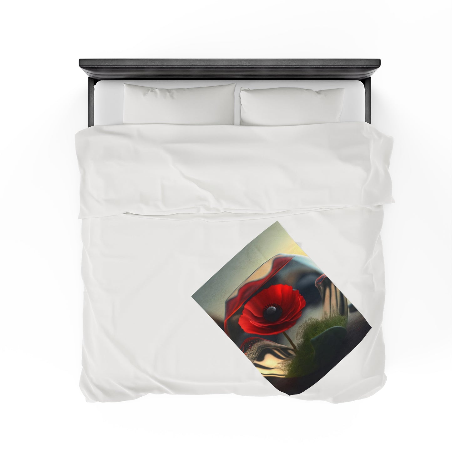 Velveteen Plush Blanket Red Anemone in a Vase 3