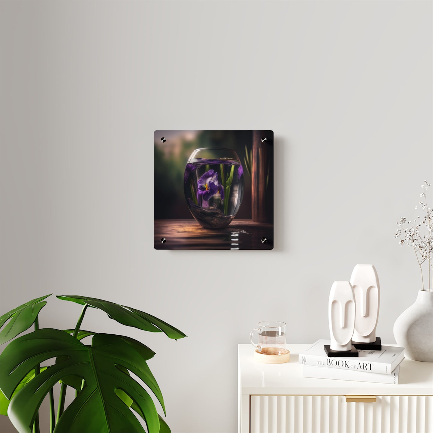 Acrylic Wall Art Panels Purple Iris in a vase 4