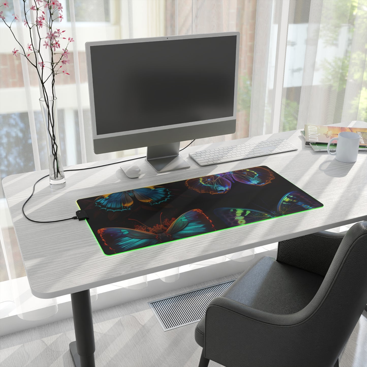 LED Gaming Mouse Pad Neon Butterfly Flair 5