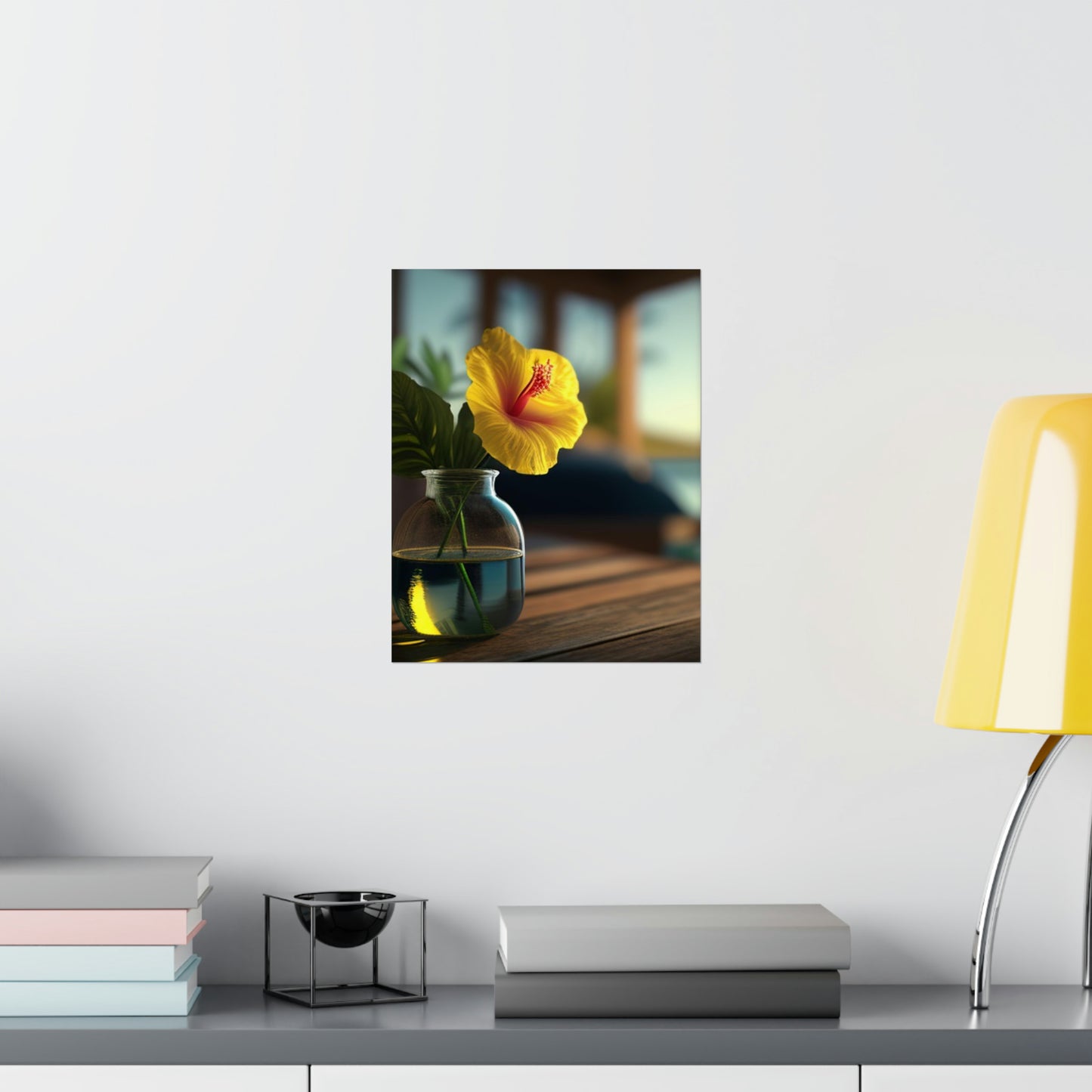 Premium Matte Vertical Posters Yellow Hibiscus Wood 2