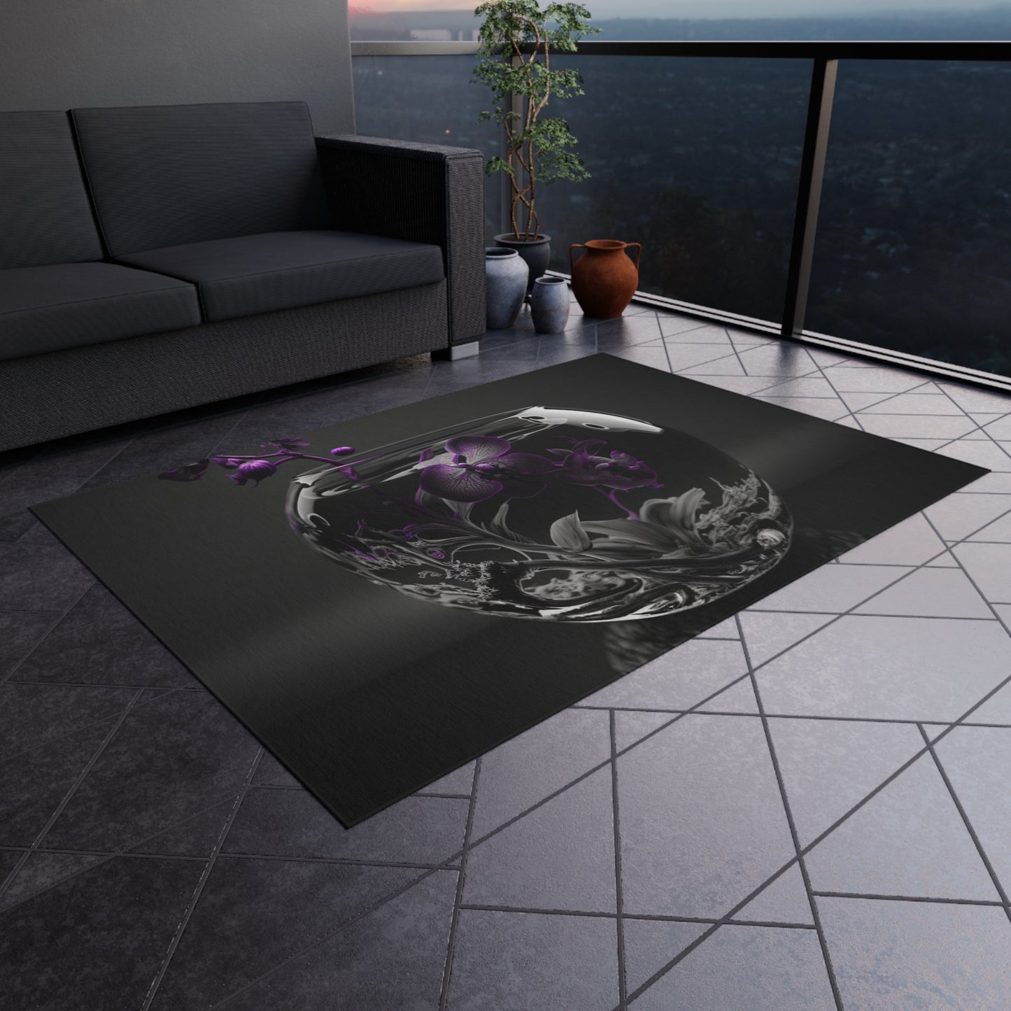 Outdoor Rug  Purple Orchid Glass vase 3