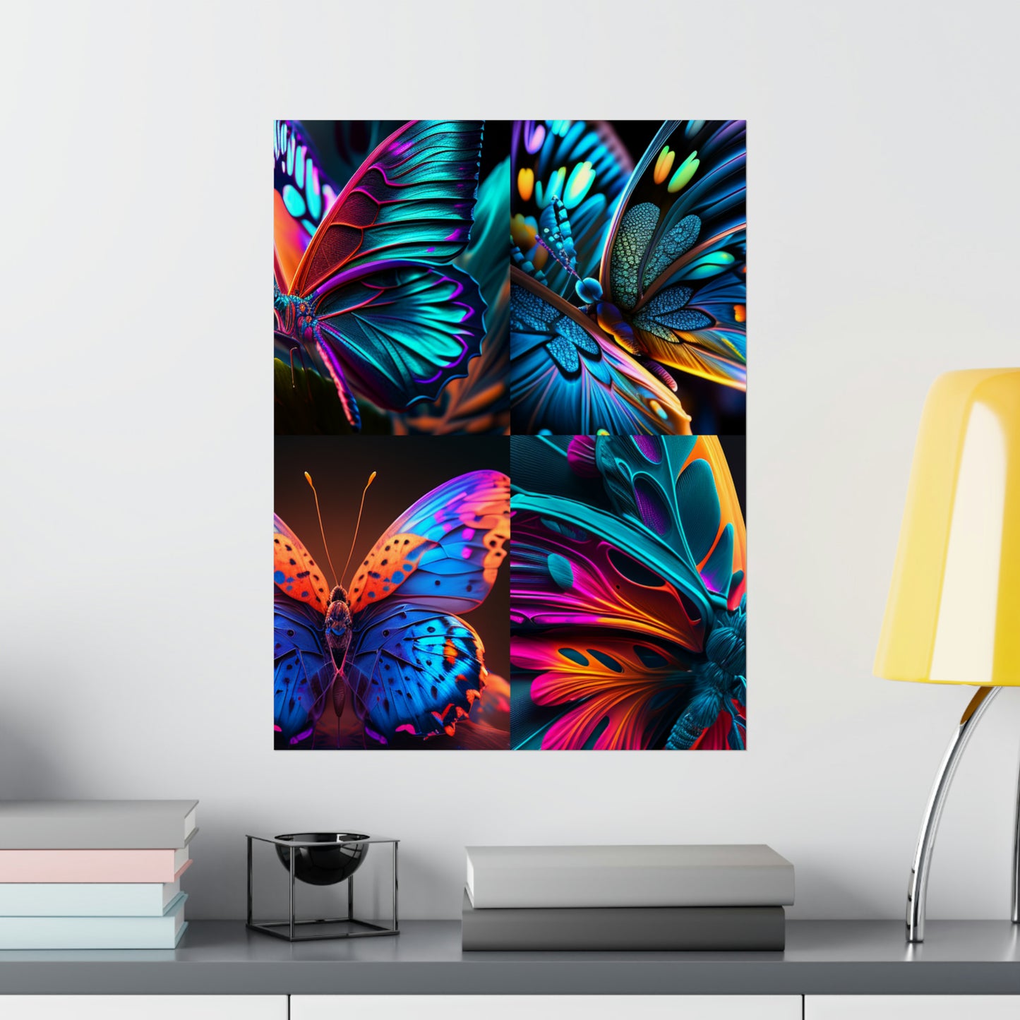 Premium Matte Vertical Posters Neon Butterfly Macro 5