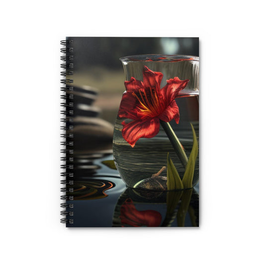 Spiral Notebook - Ruled Line Red Lily in a Glass vase 4