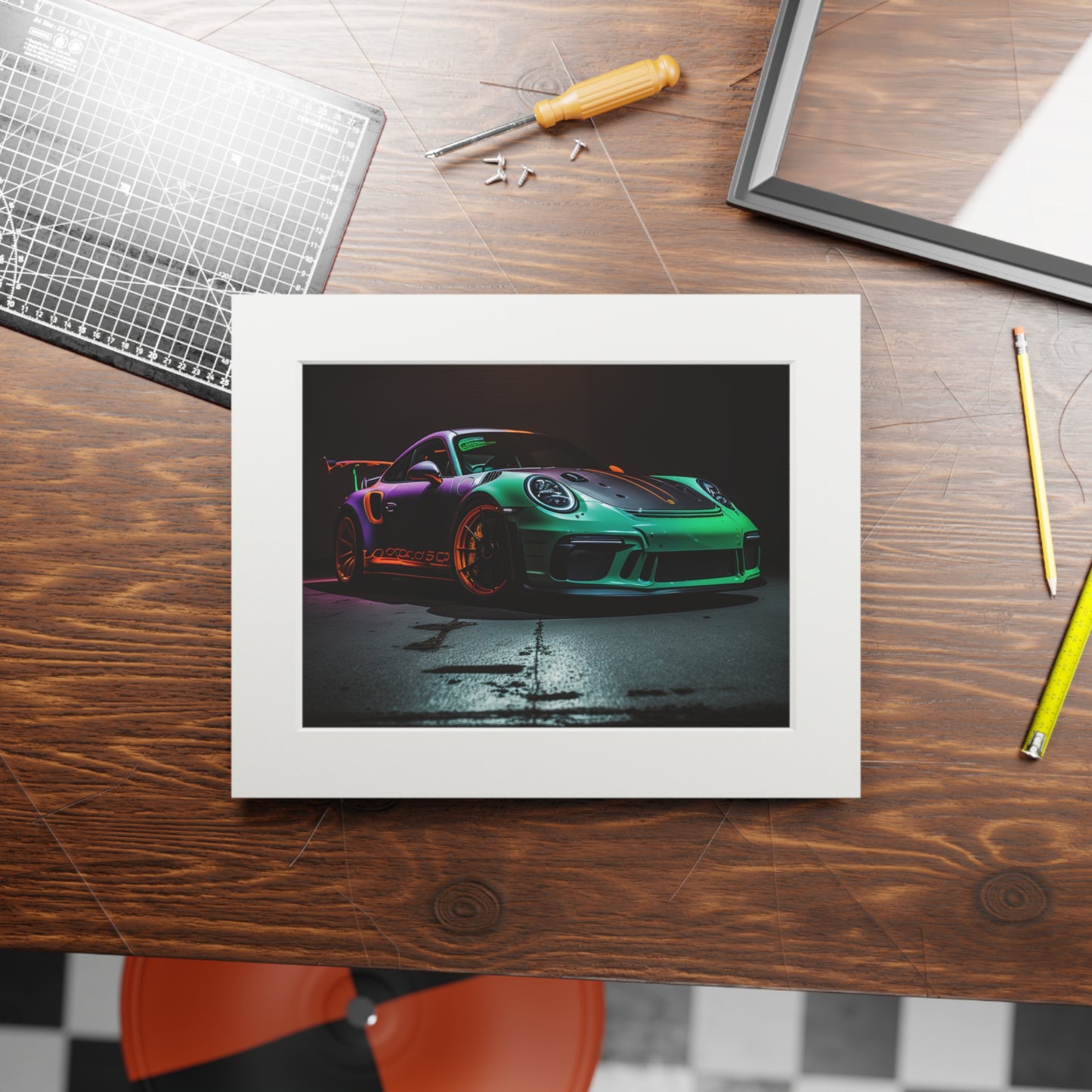 Fine Art Prints (Passepartout Paper Frame) Porsche Color 4