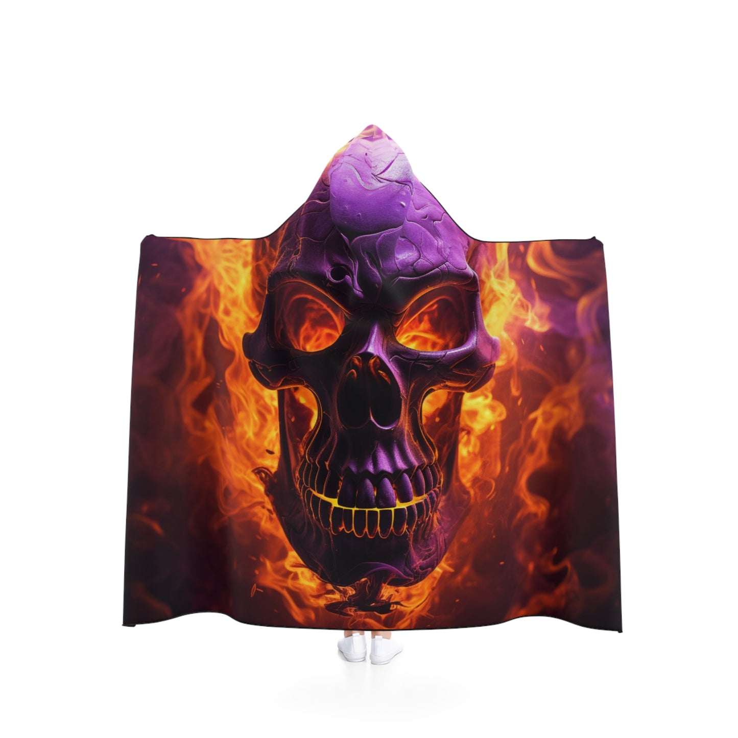 Hooded Blanket Skull Flames 3