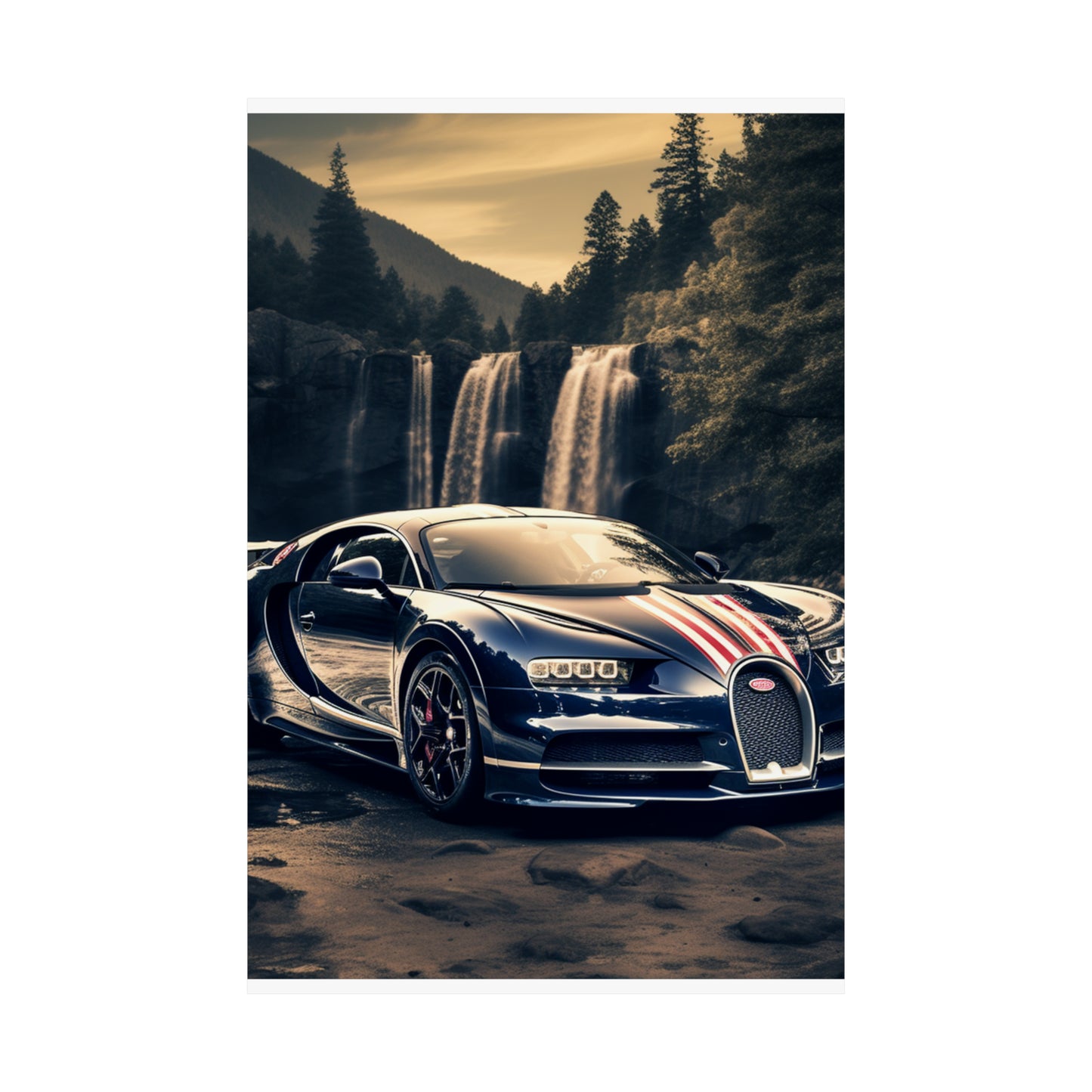 Premium Matte Vertical Posters Bugatti Waterfall 2