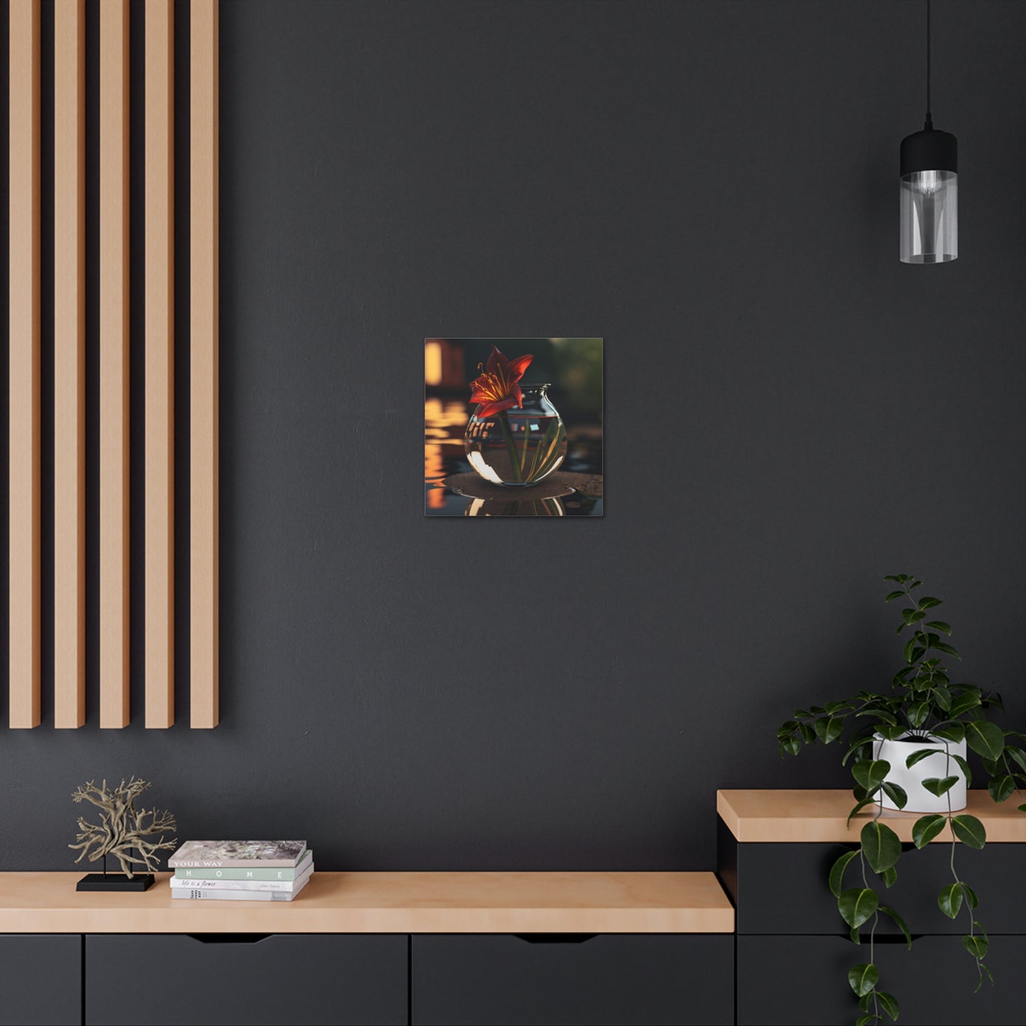 Canvas Gallery Wraps Red Lily in a Glass vase 2