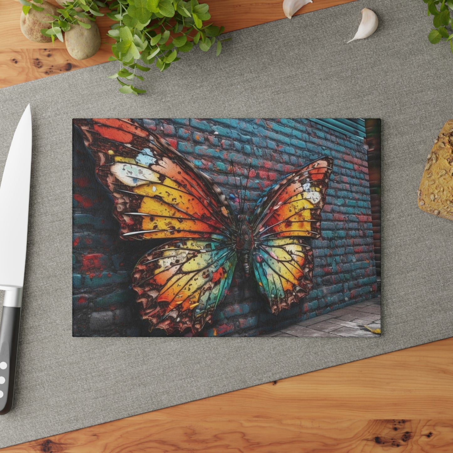 Glass Cutting Board Liquid Street Butterfly 2