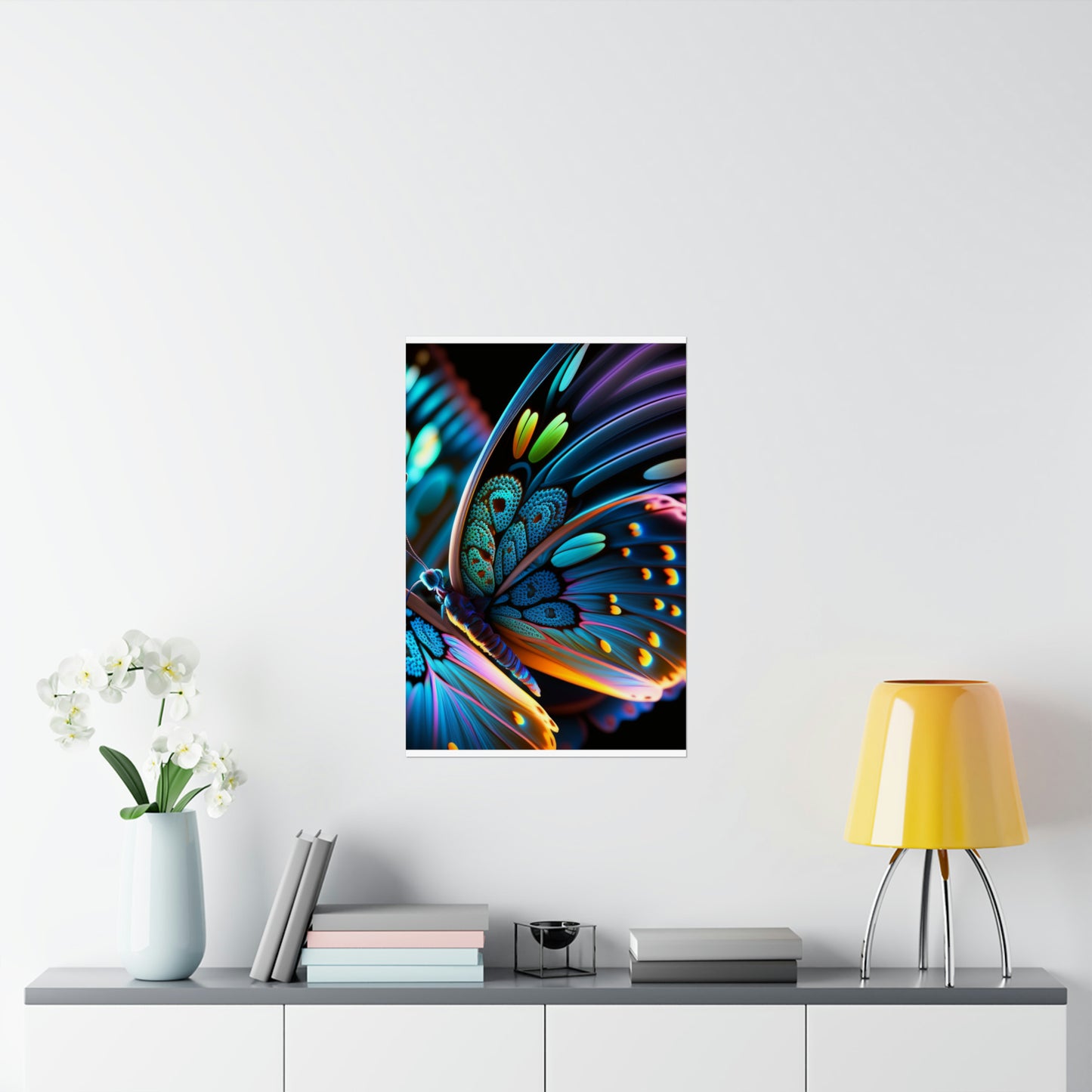 Premium Matte Vertical Posters Neon Butterfly Macro 2