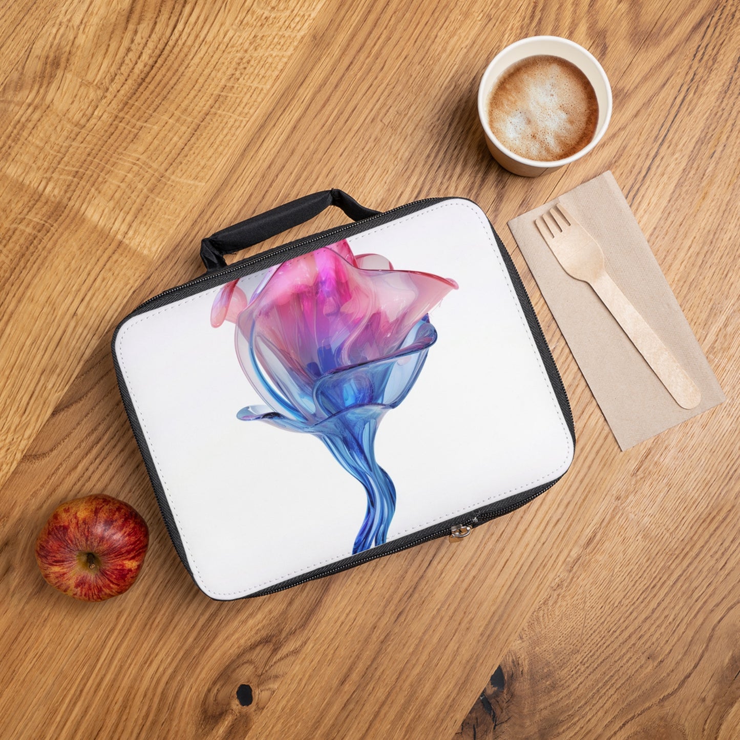 Lunch Bag Pink & Blue Tulip Rose 4