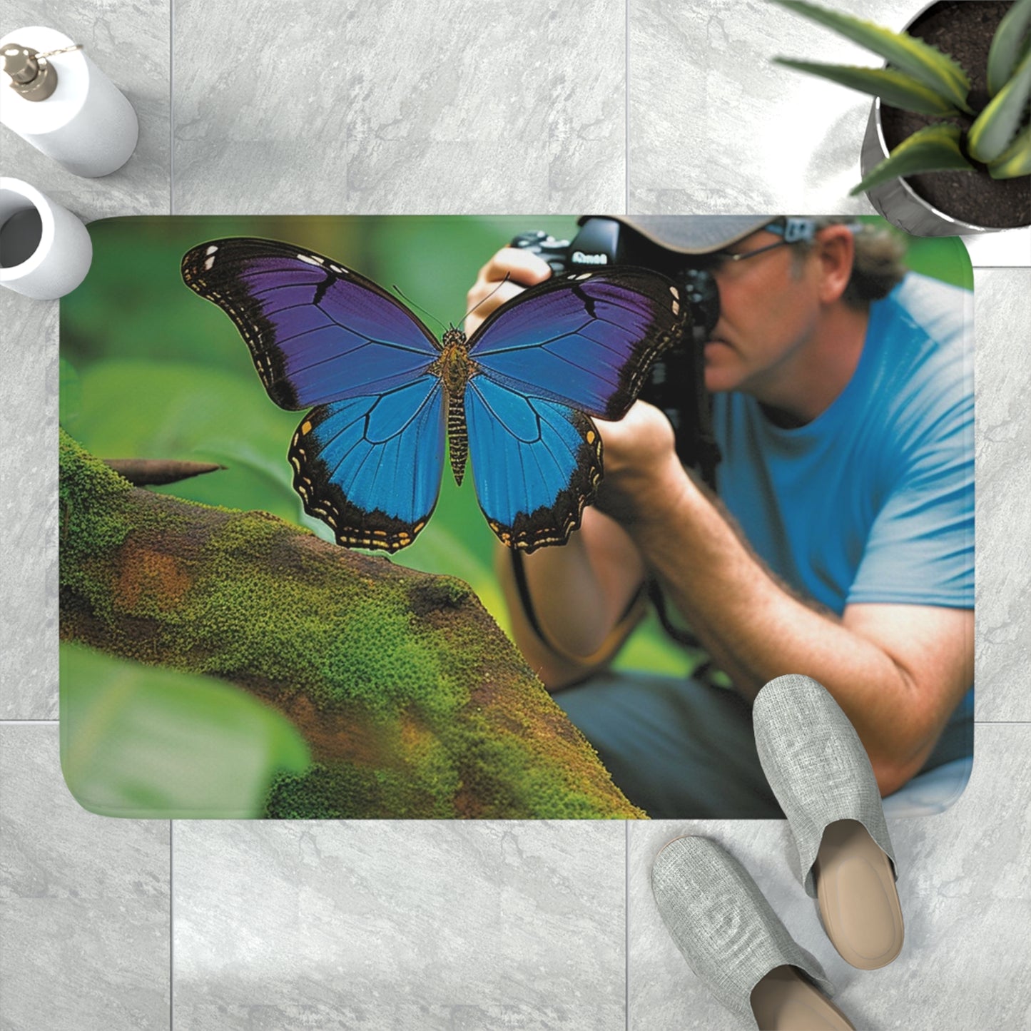 Memory Foam Bath Mat Jungle Butterfly 4