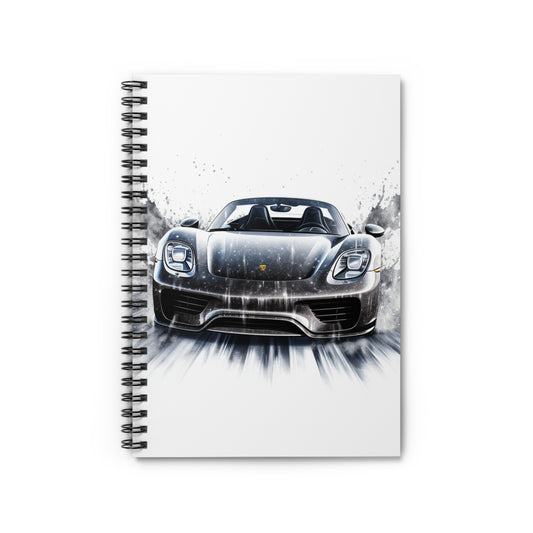 Spiral Notebook - Ruled Line 918 Spyder white background driving fast with water splashing 3