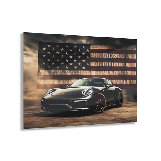 Acrylic Prints American Flag Background Porsche 4