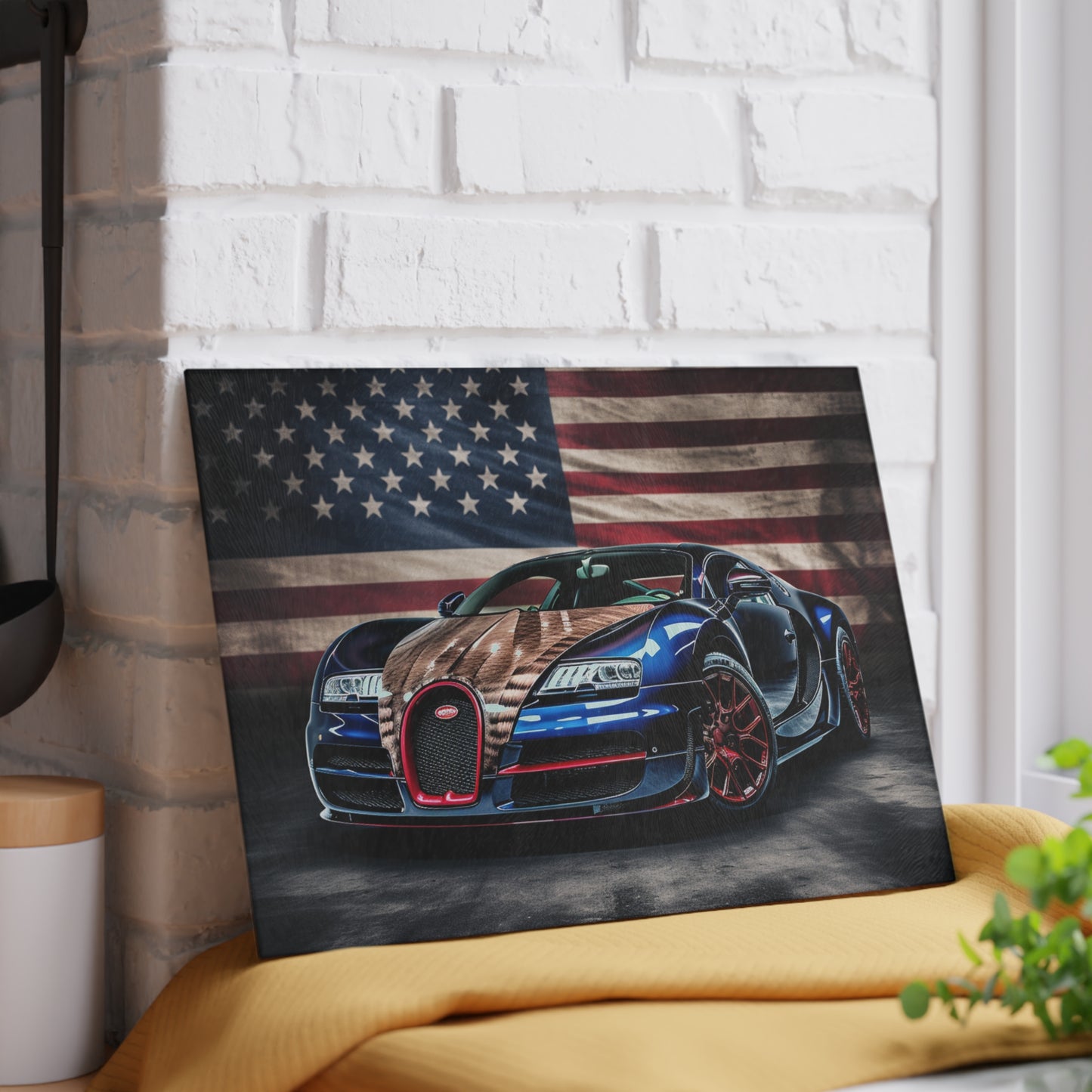 Glass Cutting Board Bugatti American Flag 4