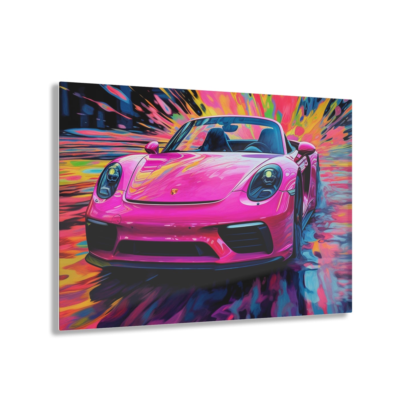 Acrylic Prints Pink Porsche water fusion 2