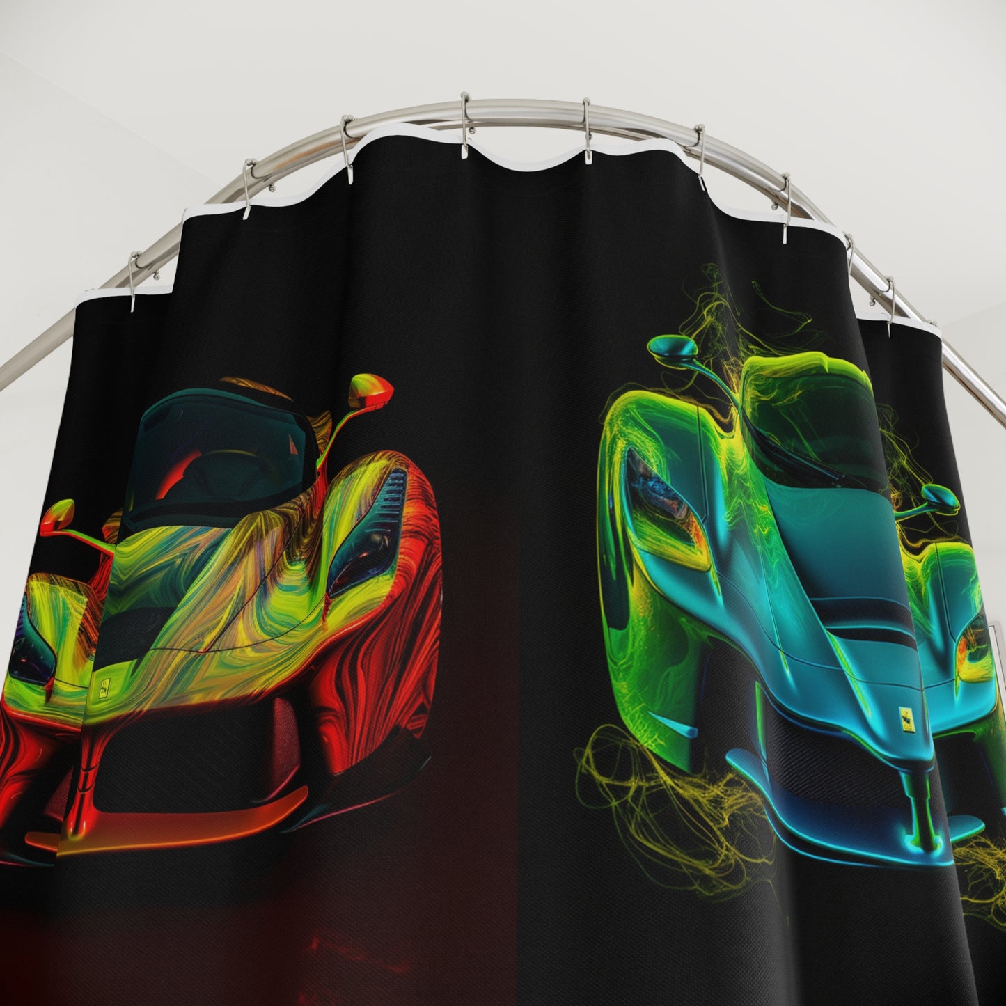 Polyester Shower Curtain Ferrari Neon 5
