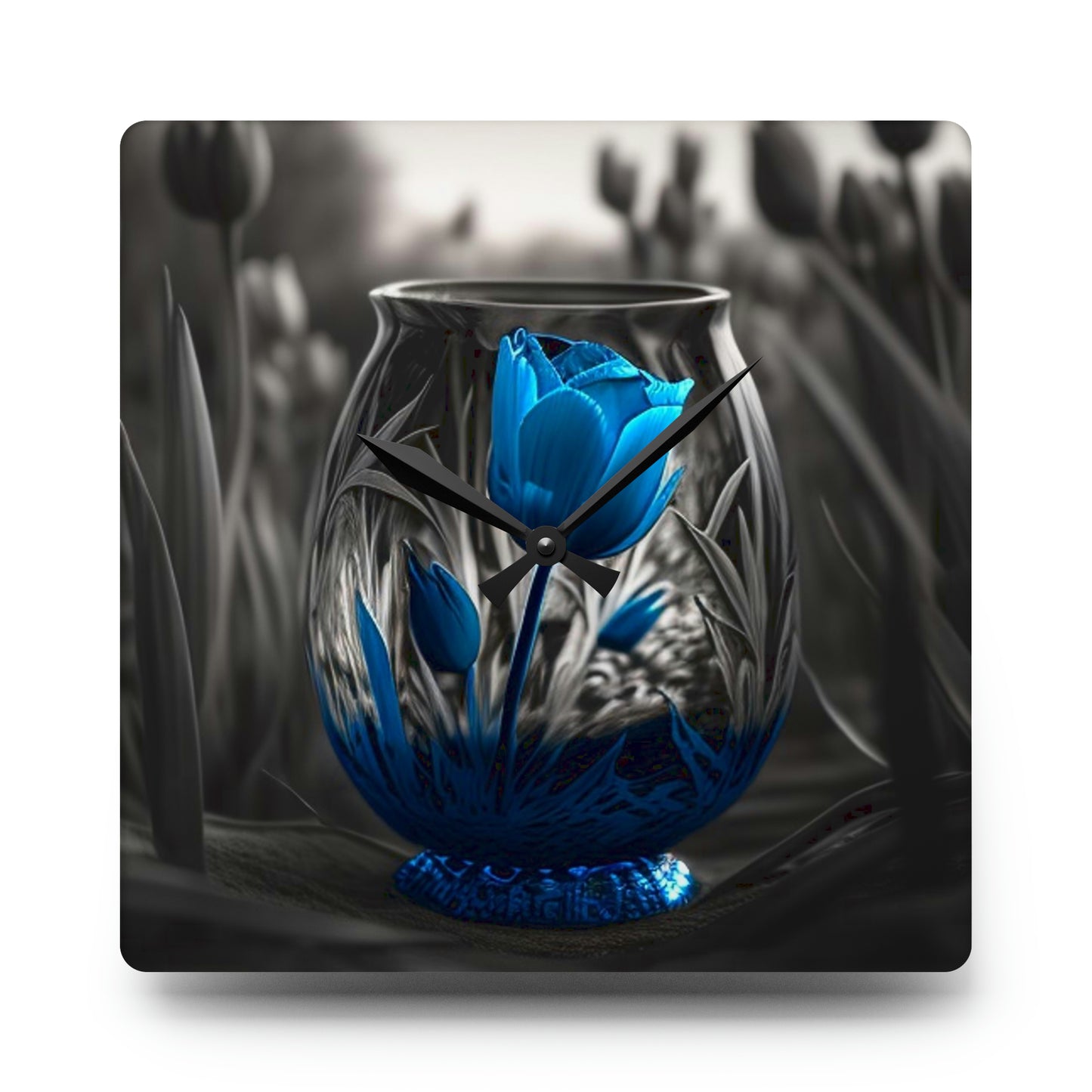 Acrylic Wall Clock Tulip Blue 3