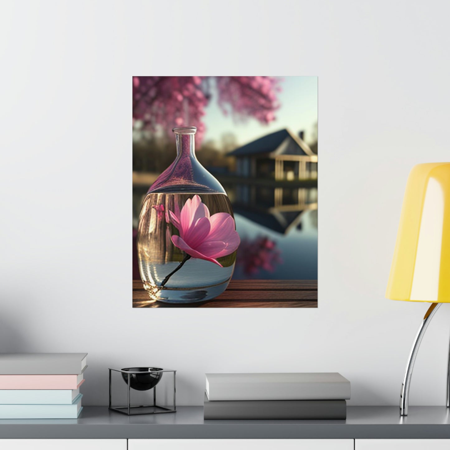 Premium Matte Vertical Posters Magnolia in a Glass vase 2