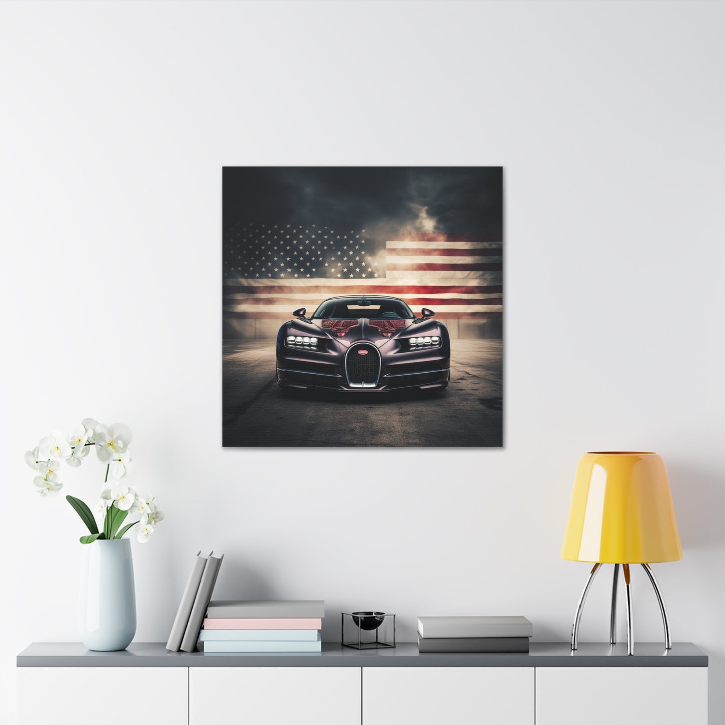 Canvas Gallery Wraps American Flag Background Bugatti 2