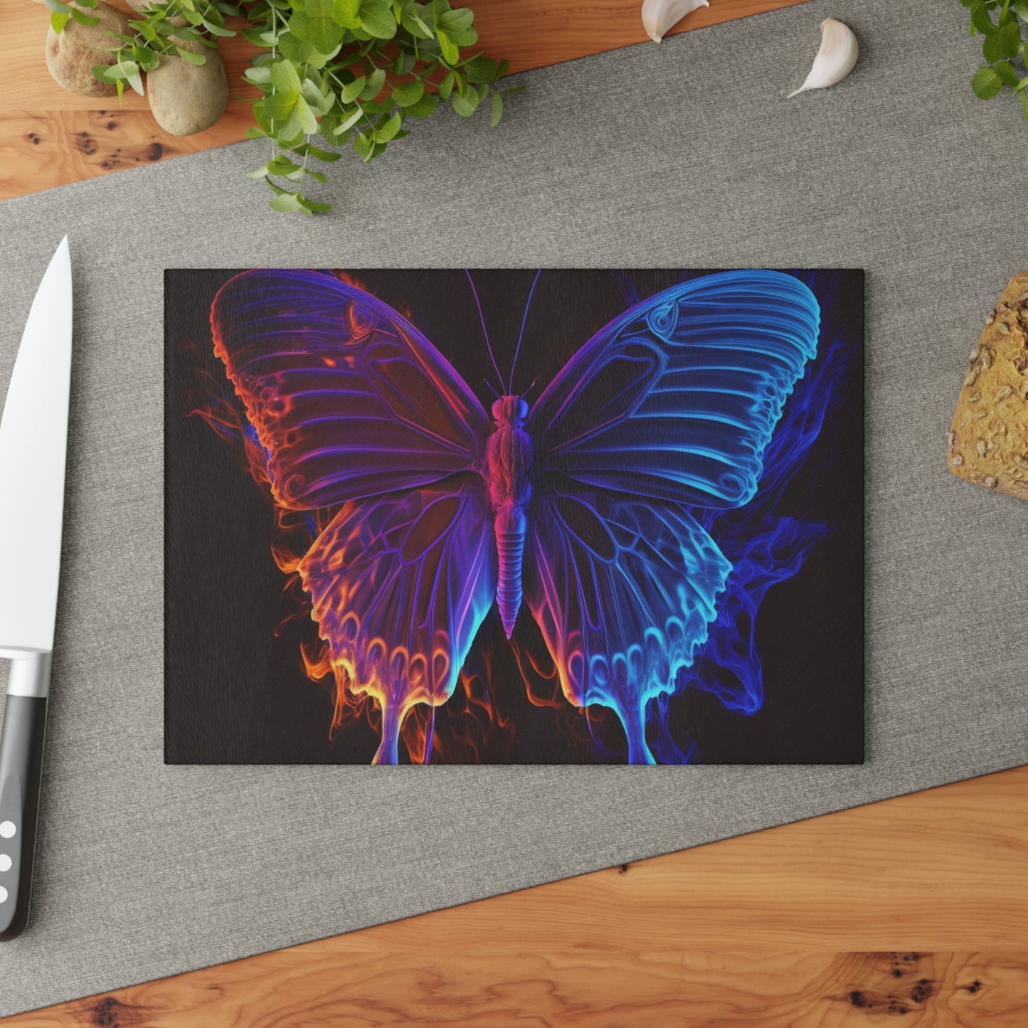 Glass Cutting Board Thermal Butterfly 1