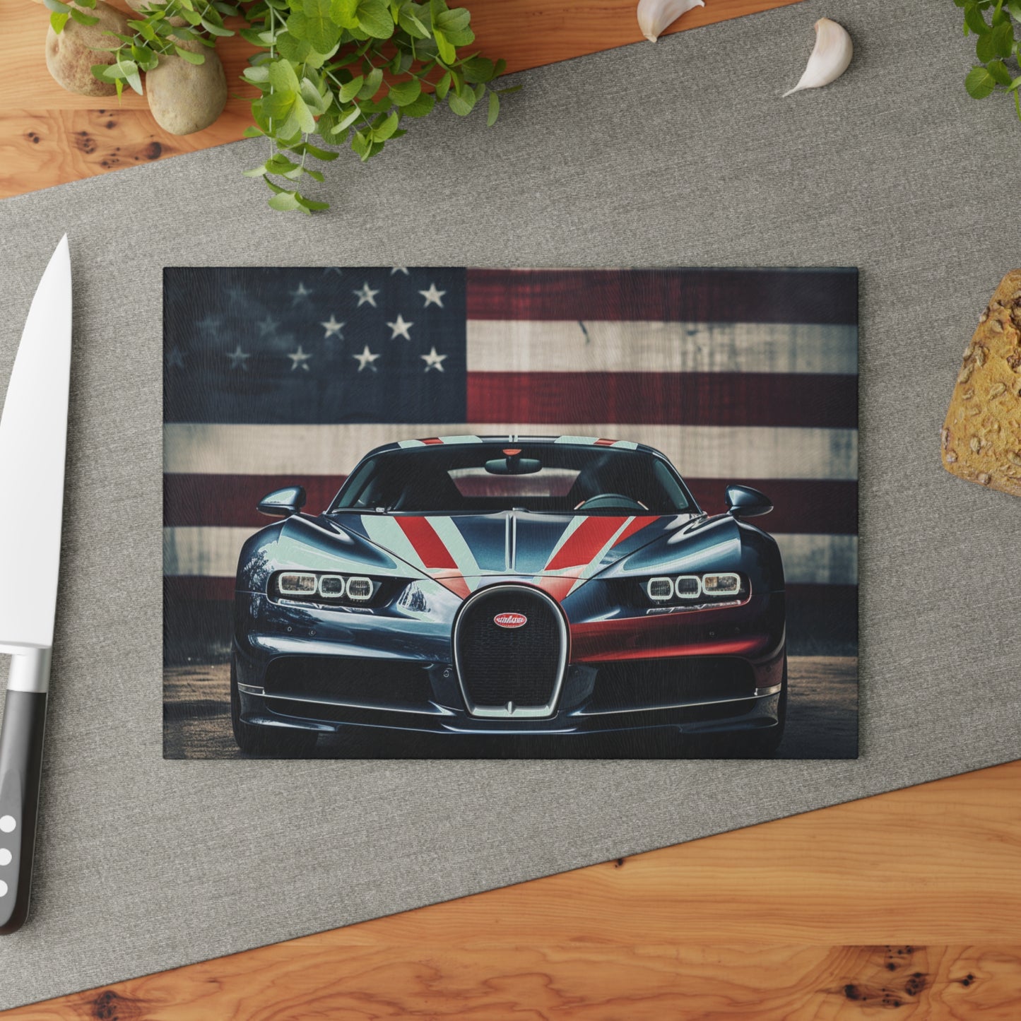 Glass Cutting Board Bugatti Flag 2