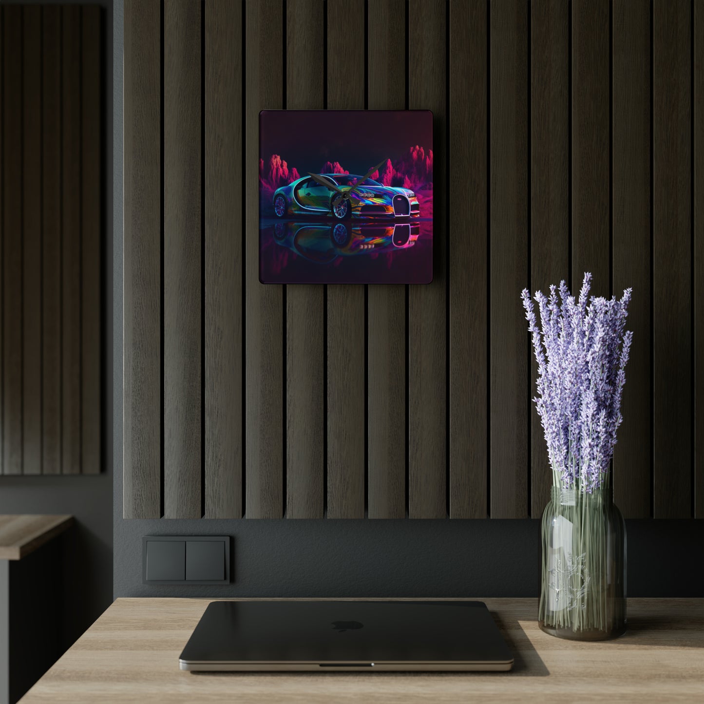 Acrylic Wall Clock Florescent Bugatti Flair 2