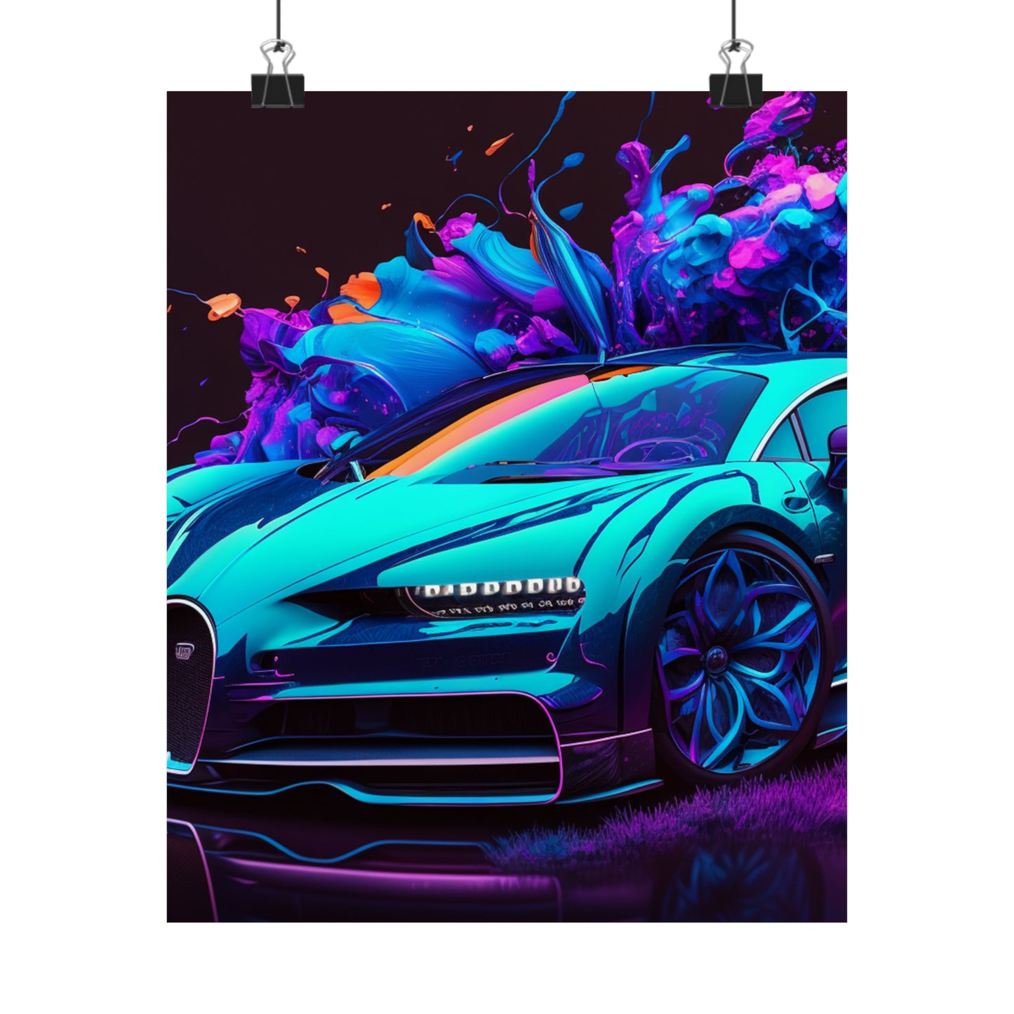 Premium Matte Vertical Posters Bugatti Neon Chiron 3