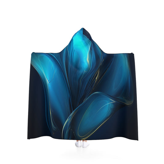 Hooded Blanket Abstract Blue Tulip 2