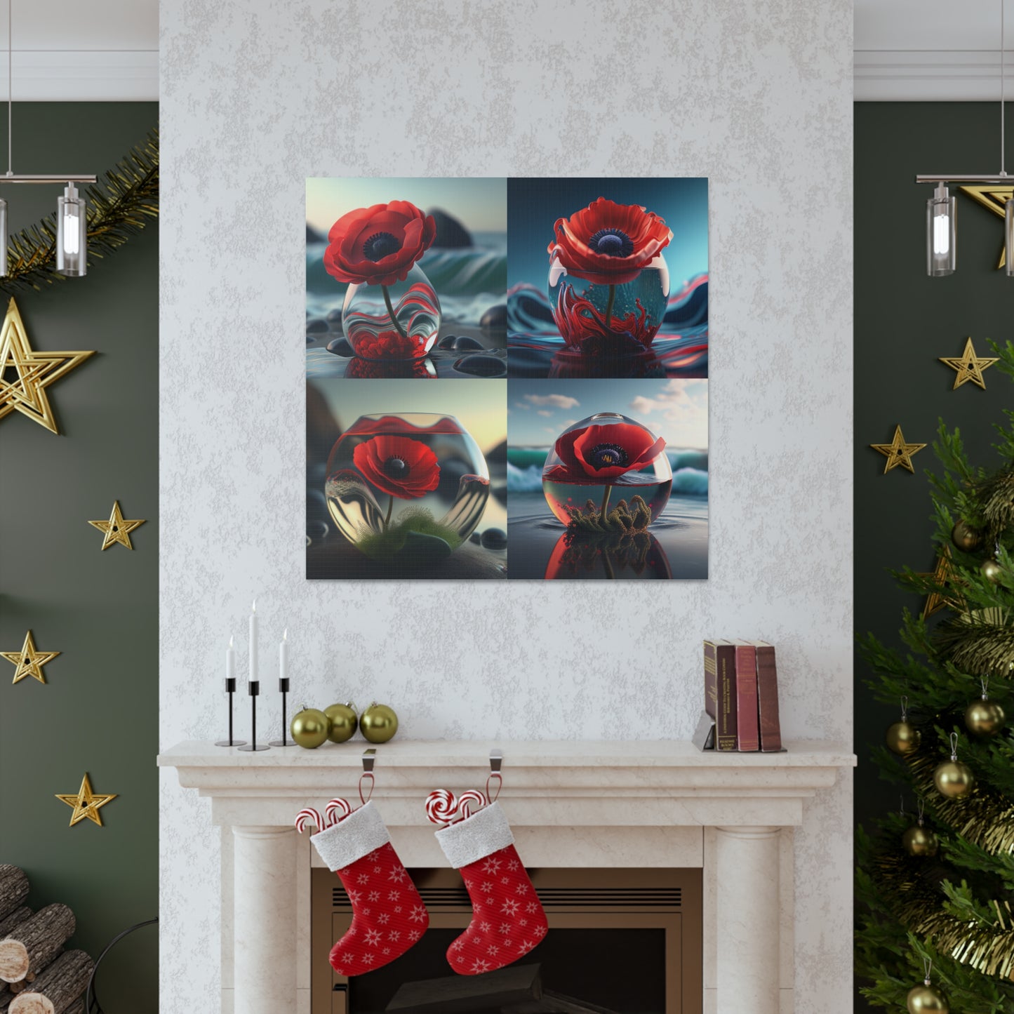 Canvas Gallery Wraps Red Anemone in a Vase 5