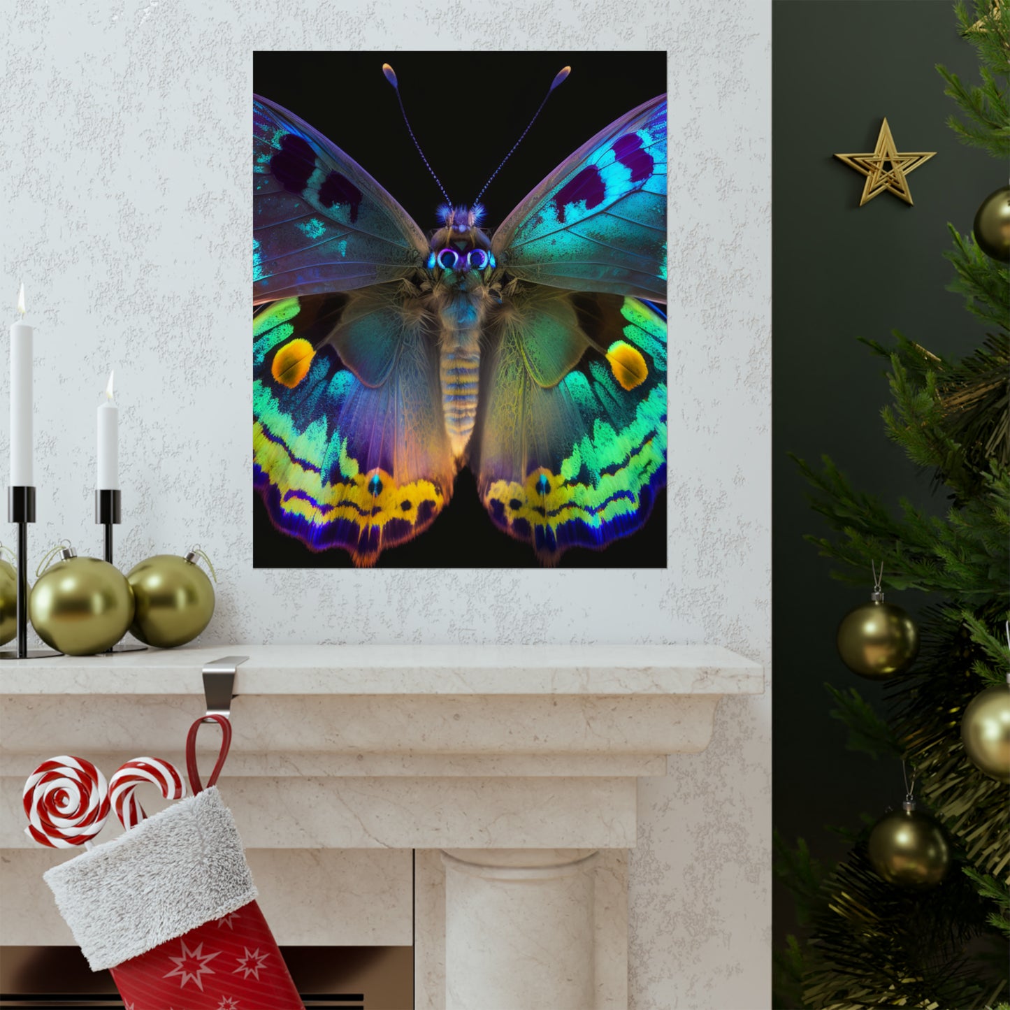 Premium Matte Vertical Posters Neon Hue Butterfly 4