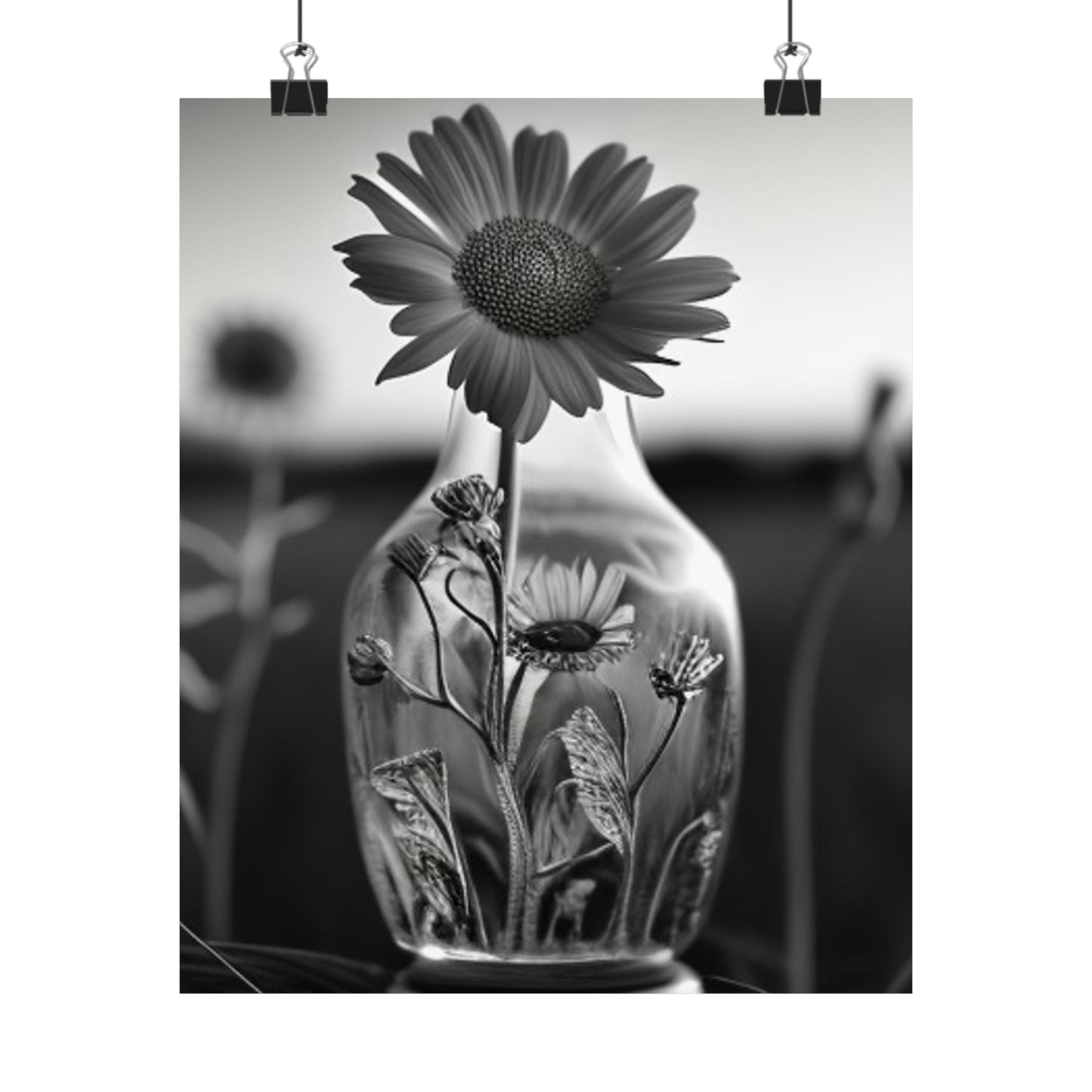 Premium Matte Vertical Posters Yellw Sunflower in a vase 2