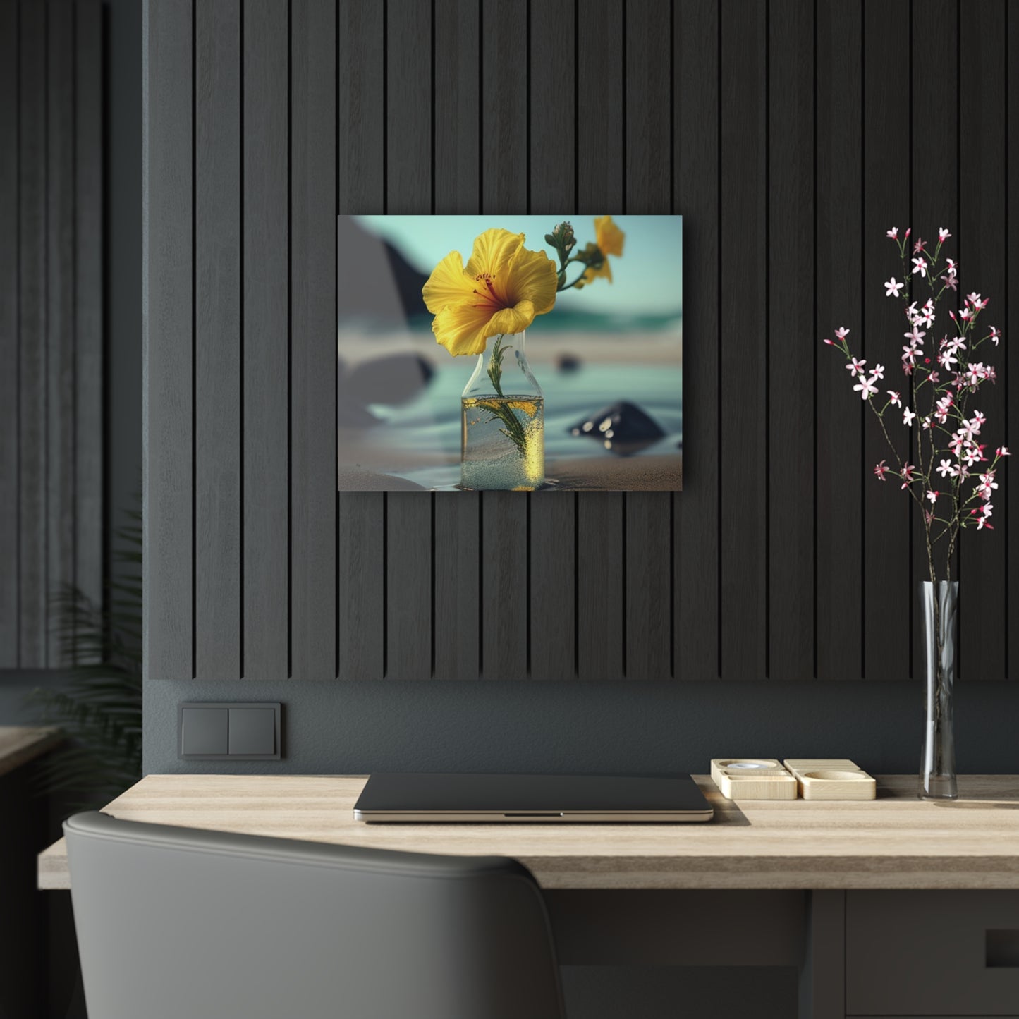 Acrylic Prints Yellow Hibiscus glass 3