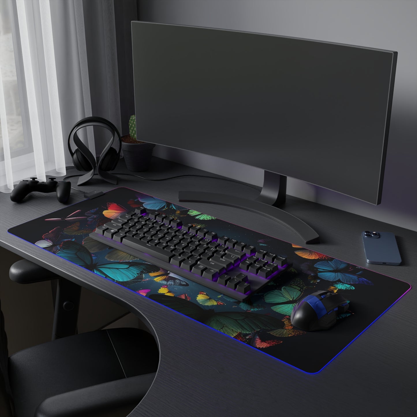 LED Gaming Mouse Pad Moon Butterfly 3