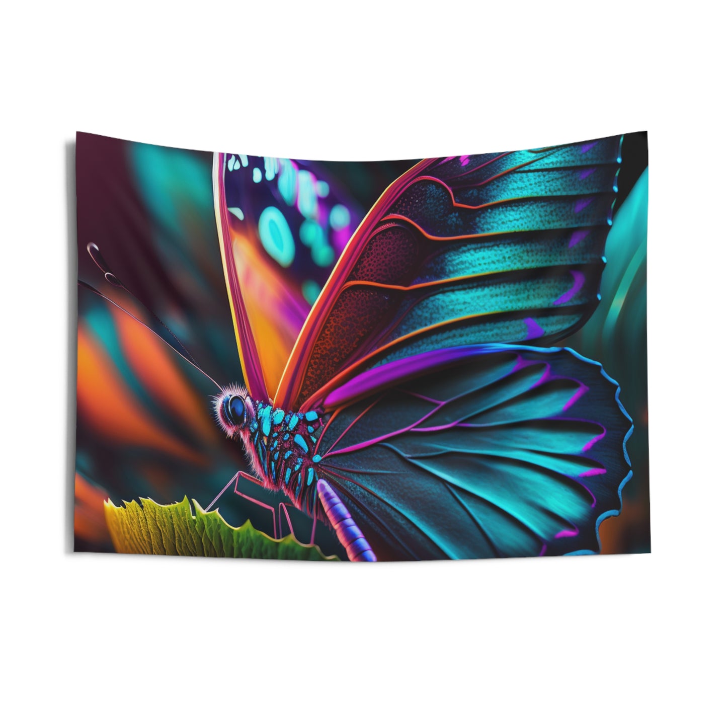 Indoor Wall Tapestries Neon Butterfly Macro 1