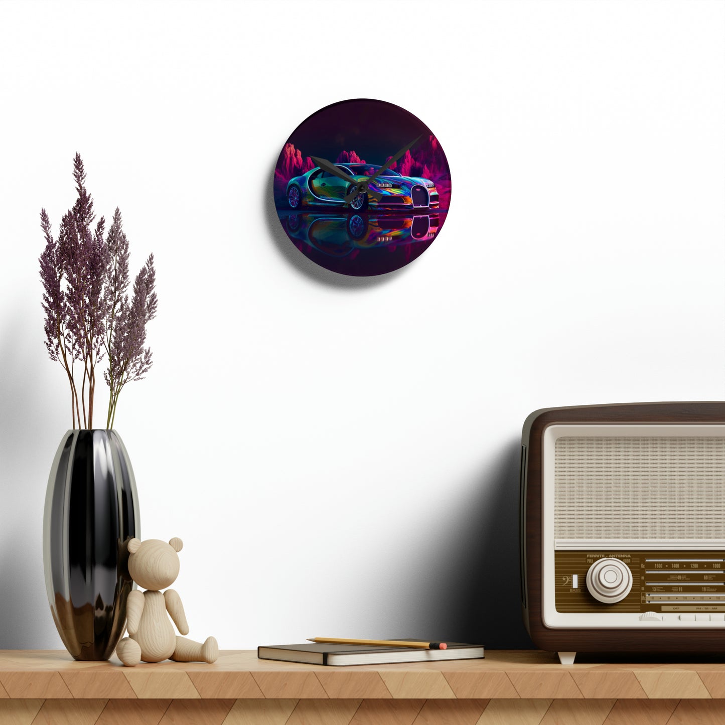 Acrylic Wall Clock Florescent Bugatti Flair 2