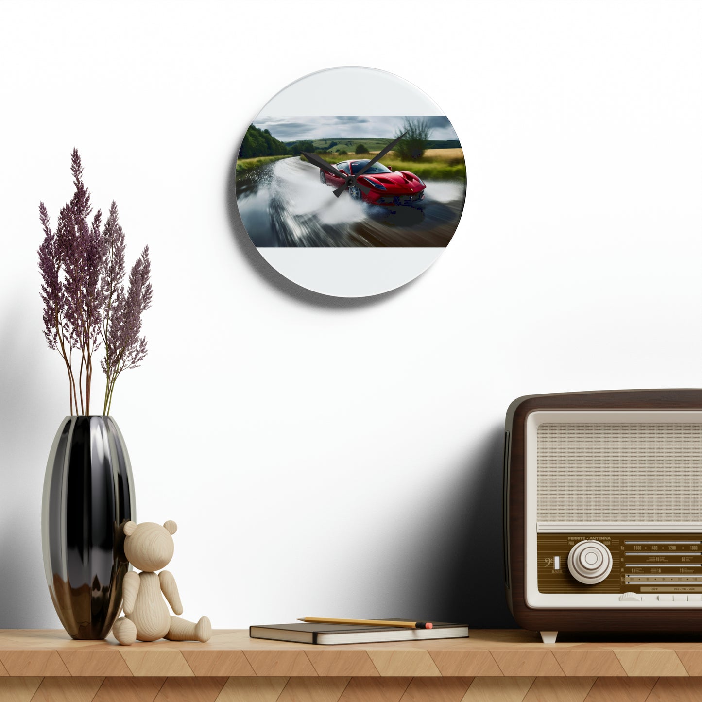 Acrylic Wall Clock Water Ferrari Splash 4