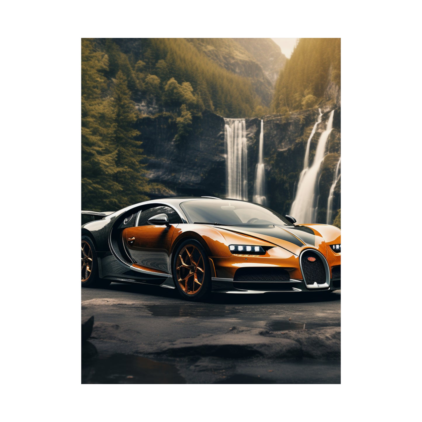 Premium Matte Vertical Posters Bugatti Waterfall 3