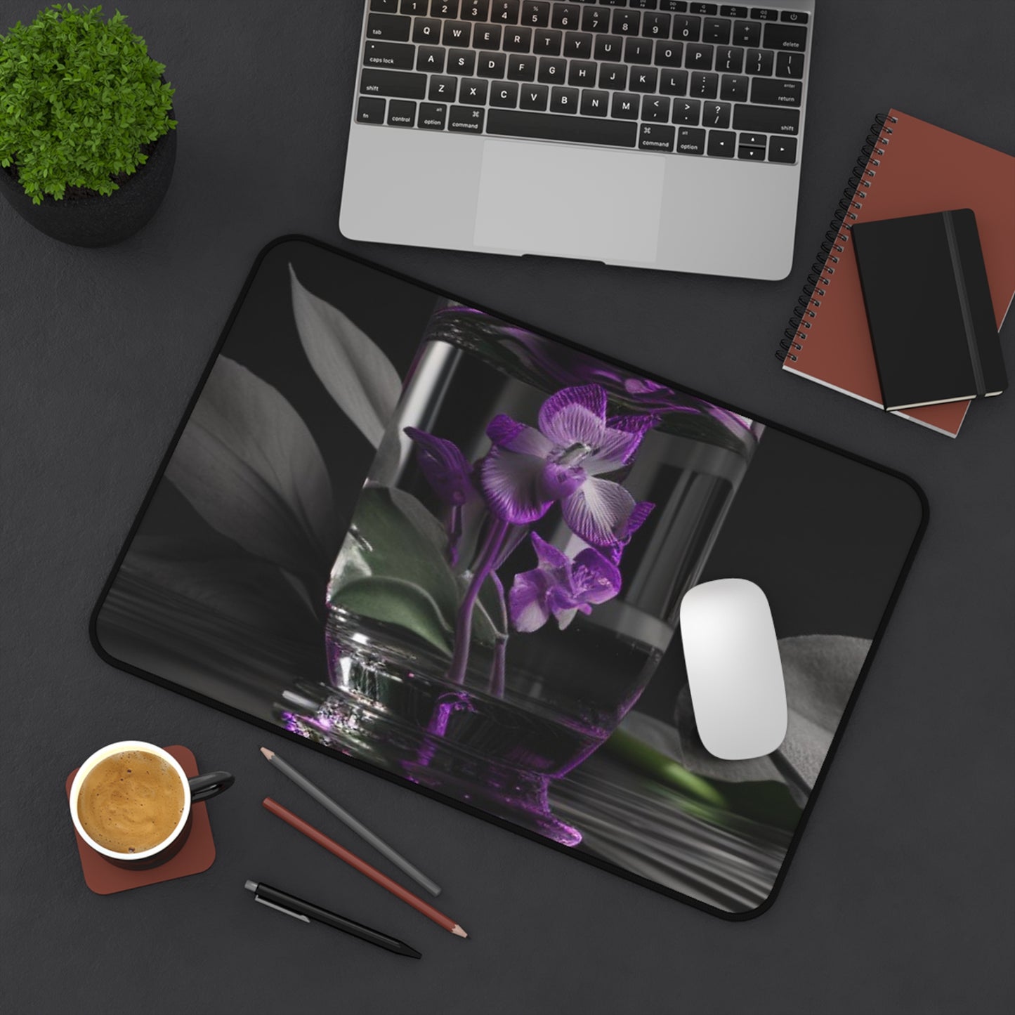 Desk Mat Purple Orchid Glass vase 1